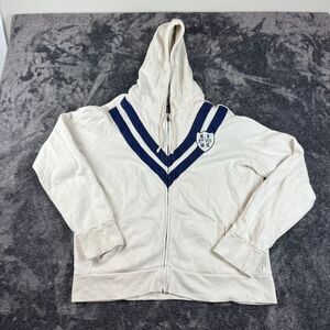 Vtg Polo Ralph Lauren Cricket Full Zip Jacket Crest White Waffle Hoodie XL